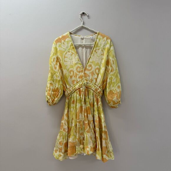 Alexis Yellow and Cream Mini Dress - Picture 4 of 7